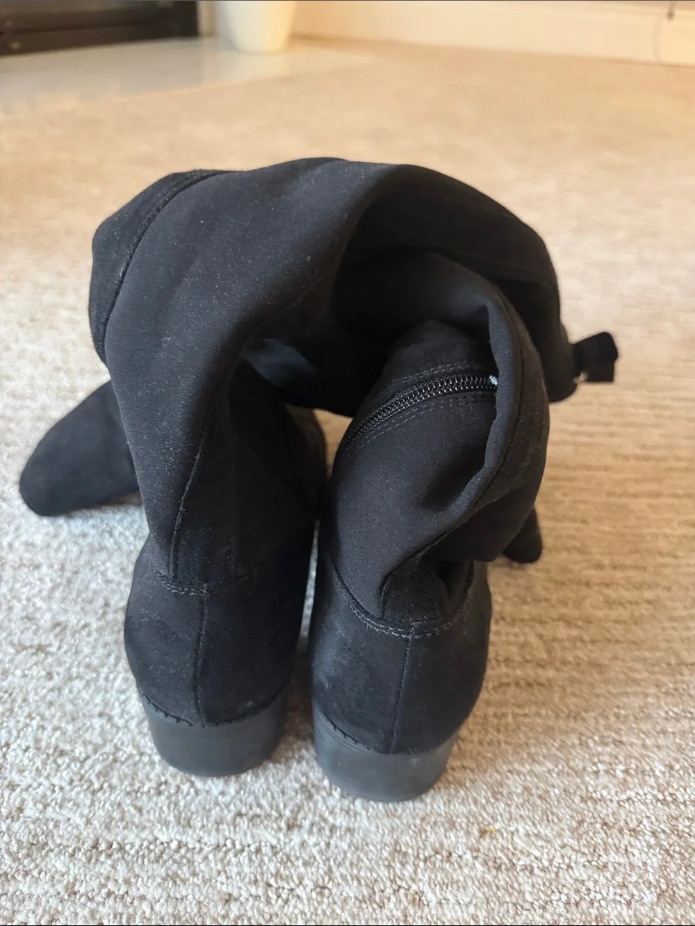 Black Women's Knee-High Suede Boots - Classic Riding Style Worn One Time
